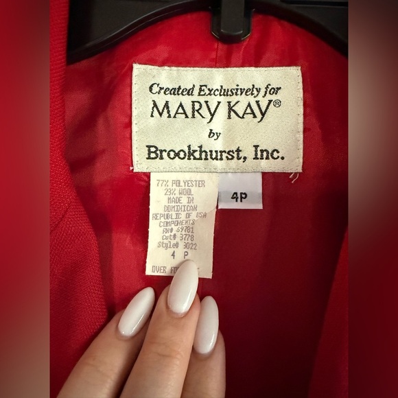 Vintage Mary Kay Red Blazer Structured Suit Jacket - Picture 3 of 6